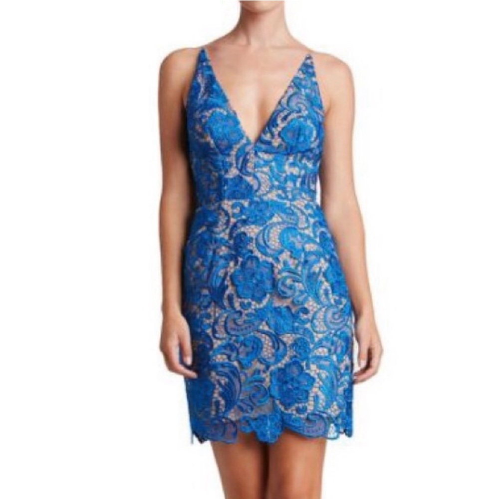 Dress the Population Allie Blue Lace Dress Size Medium - Picture 2 of 15